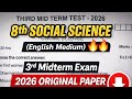 8th Std social Third Mid Term Test 2026-8th social 3rd MidTerm 2026 original Question english medium