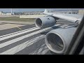 (ENGINE ROAR) Lufthansa Airbus A340-600 takeoff from Frankfurt to Riyadh