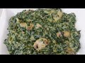 How to make creamy spinach with mushrooms. Quick and easy cream spinach recipe