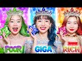 Poor Emerald Vs Rich Ruby Vs Giga Rich Diamond Girl! Who Will Become Princess At The Ball?