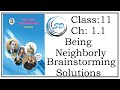 Solutions of Brainstorming of Chapter 1.1 Being Neighbourly | English Yuvakbharati | Class 11