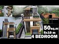 Small house design idea  of 5x10 meters with 4 bedrooms
