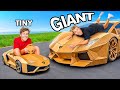 Building GIANT vs TINY Cars Challenge!