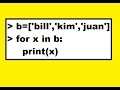 Python: For Loop thru Strings, Lists