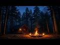 Deep Sleep Forest Cabin CAMPFIRE with Swamp , Trees, Stress Relief, Fire, Meditation - ASMR