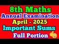 8th Standard Maths Annual Examination Important Questions April - 2025  @Katralkalanjiyam 8th Sums
