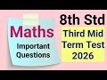 8th Std - Maths | Third Mid Term Test - Important Questions