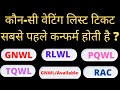 Difference between GNWL/RLWL/PQWL/TQWL train tickets | Chances of getting confirm | @Railwiki