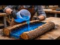 Process of Making Wood Epoxy Resin Beautiful.  Amazing Woodworking Craftsman