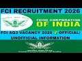FCI RECRUITMENT 2026 ✅ | fci ag3 vacancy 2026 | FCI notification 2026 | fci bharti 2026 | fci ag3 |