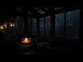 Night Rainfall and Fireplace Sounds | Cabin in the Woods with Relaxing Rain Sounds