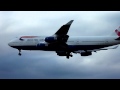 British Airways Boeing 747-400 (G-BYGD) landing at LHR/EGLL (London Heathrow) RWY 27R