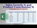 Sales Growth % and Product Contribution % in Excel