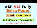 ASF ASI Today Paper | ASF ASI original solve paper | ASI ASF answer keys