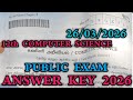  12th Computer Science Public Exam Full Answer key 2026 | 26/03/2026 | Original Question paper 2026