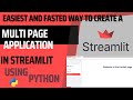 How To Create Streamlit Multipage Application Fast And Easy in Python