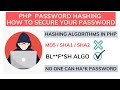 How to Secure Password in PHP | PHP Hashing \u0026 De-Hashing Algorithm in Hindi #58