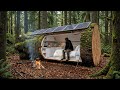 Building a house in the forest (ASMR) - This man built a mini house inside a tree trunk by himself