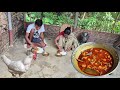 How They Cook Chicken Curry Purely in Village Style | Eating by Mother and Son