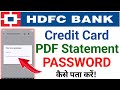 Hdfc credit card statement pdf password kaise pata kare | how to open hdfc credit card pdf statement