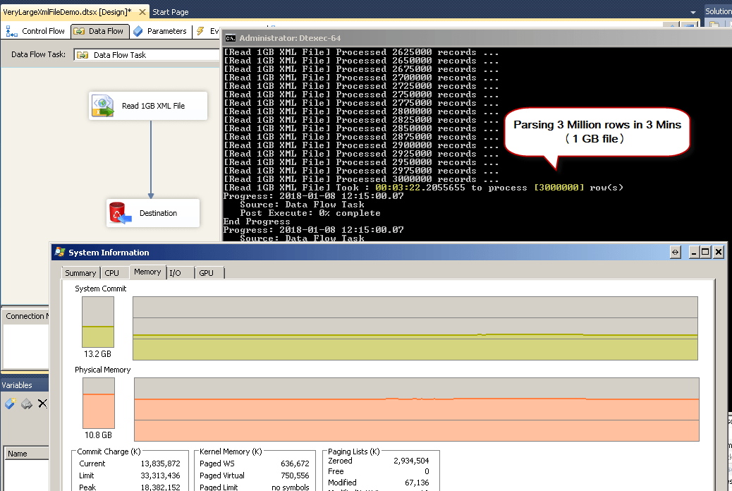 How to read large XML JSON file in SSIS 3 Million Rows 