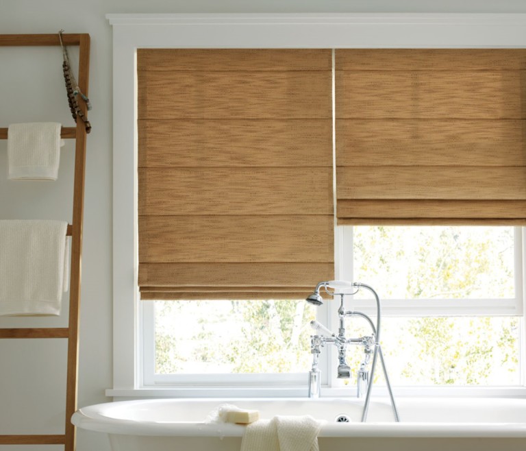 Taylor made retractable awning 15'w x 10'l, right motor, sunbrella wheat : Carmel Fabric Roman Shades - ZBlinds